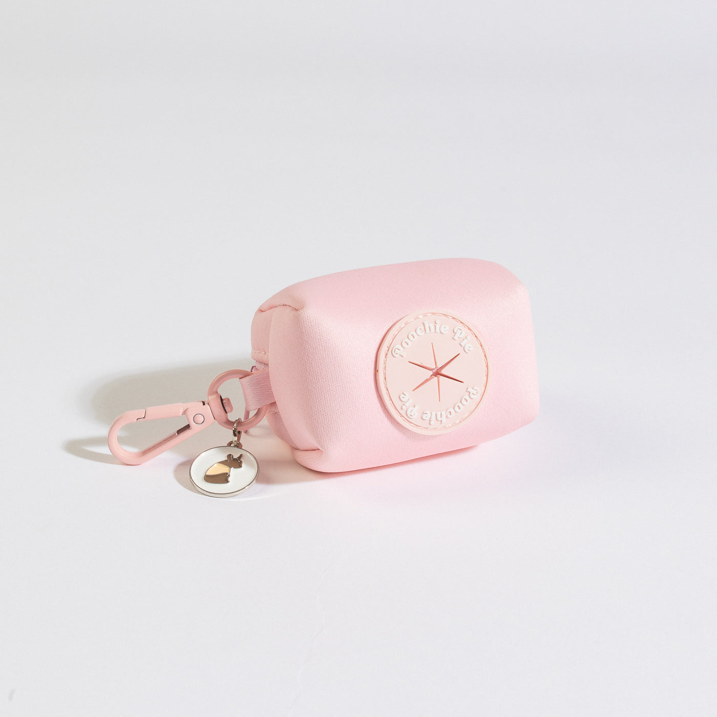 Poochie-pie-dog-poop-bag-holder-waste-walk-wear-best-for-all-dogs-charm-neoprene-pink-pastel-minimal