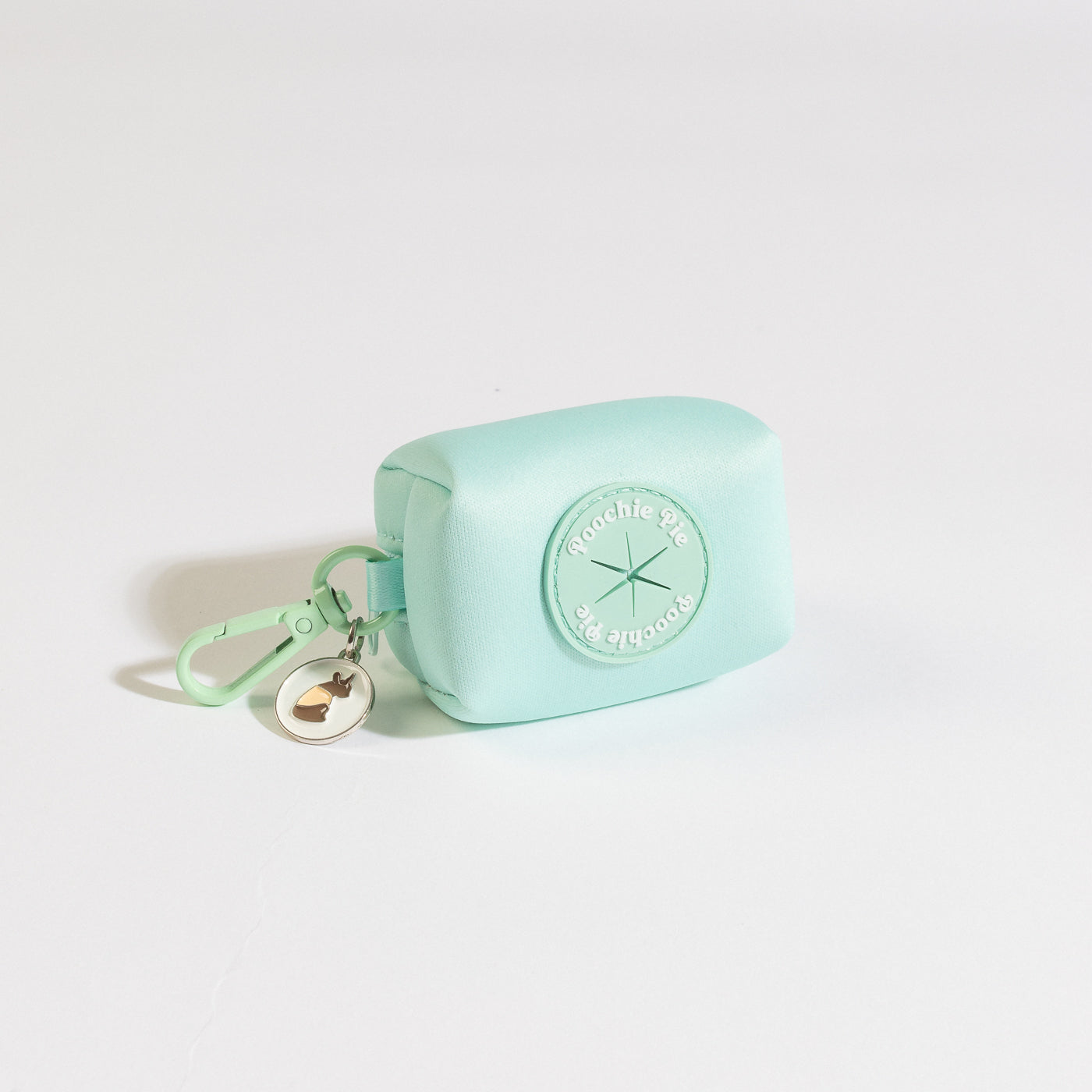 Poochie-pie-mint-green-poop-bag-holder-rainbow-pastel-waste-poopie-charm-soft-colourful-happy-dog-dogs-walk-wear-recycled-poopiebag-