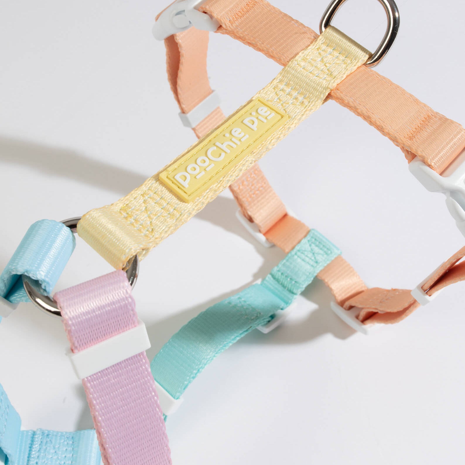 poochie_pie_dog_accessories_harness_rainbow_pastel_best-harnesses-for-dogs-breeds-pink-mint-green-blue-pastel-yellow-orange-multi-coloured-color-strap
