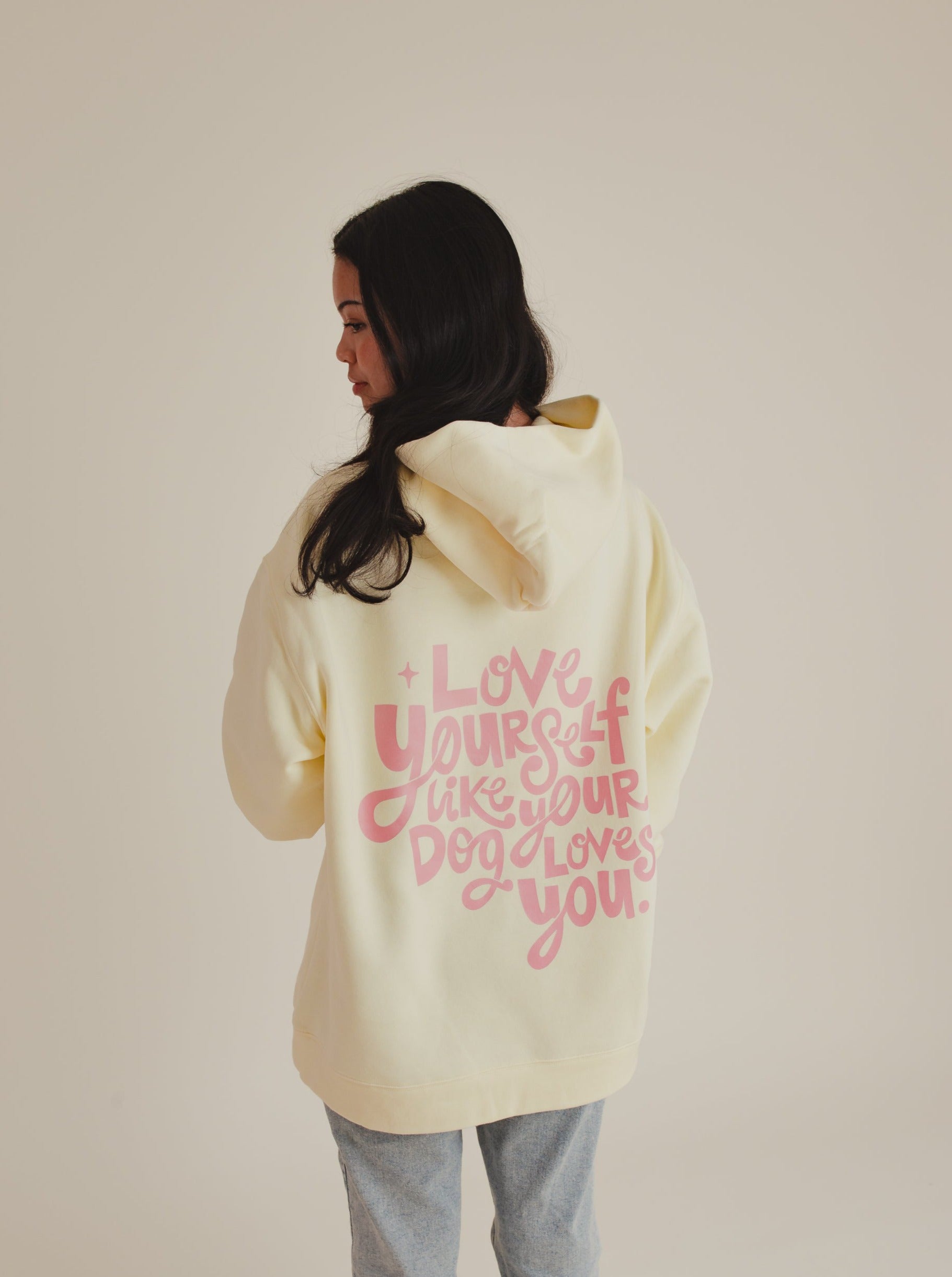poochie-pie-hoodie-hood-oversized-yellow-pink-butter-cream-white-dog-mum-mumma-mom-dogs-relaxed-360gsm-cotton-girl-female-women-love-yourself-like-yuour-dog-loves-you