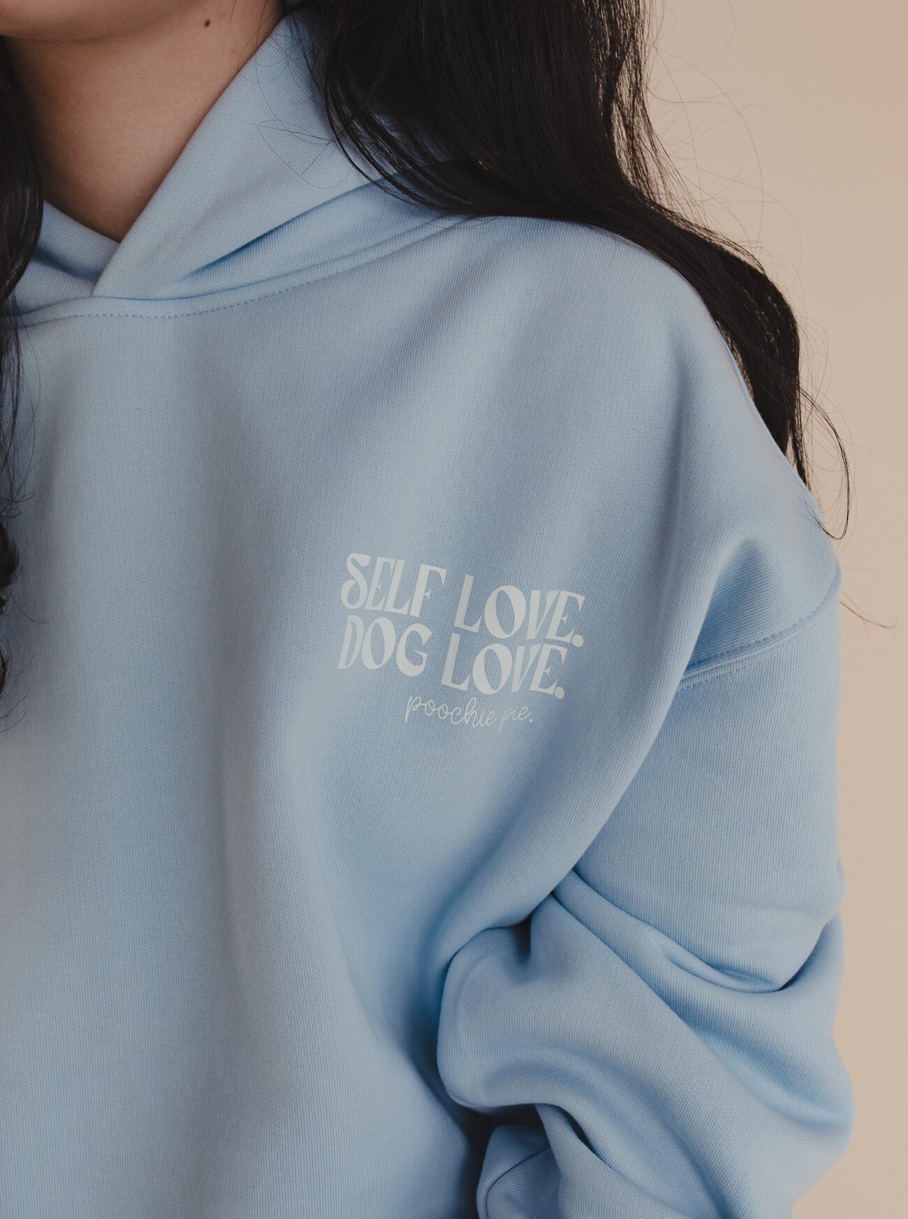 poochie-pie-front-text-hoodie-hood-oversized-blue-butter-cream-white-dog-mum-mumma-mom-dogs-relaxed-360gsm-cotton-girl-female
